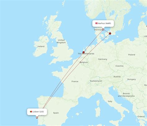 All Flight Routes From Lisbon To Aarhus Lis To Aar Flight Routes