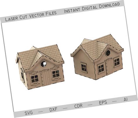 Little House Laser Cut Vector Svg Dxf Cnc Files For Wood Etsy