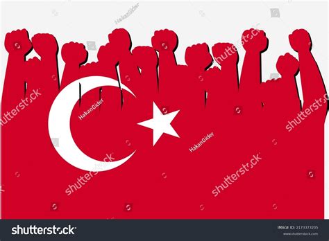 Turkey Flag Raised Protest Hands Vector Stock Vector (Royalty Free ...