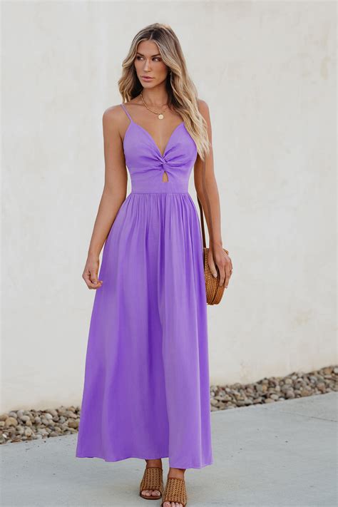 Purple Sweetheart Twist And Keyhole Maxi Dress Cupshe Au