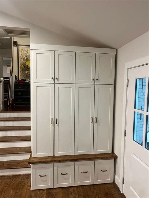 Farmhouse Hall Tree With Lockers And Drawers Mudroom Locker Custom Size