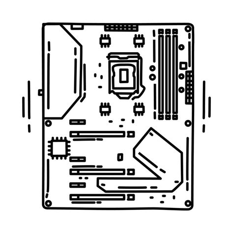 Icono De Pc De La Placa Base Garabato Dibujado A Mano O Estilo De