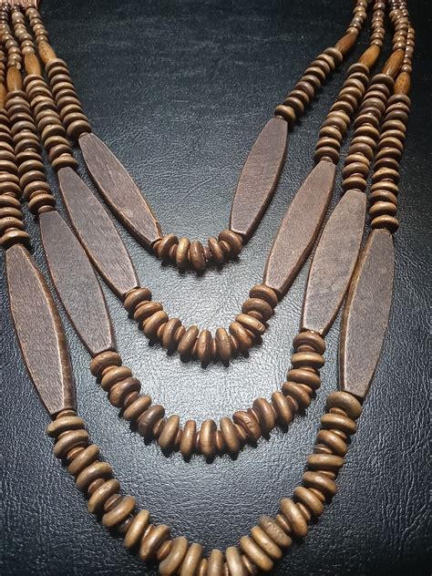 Native American Wood Bead 38 Multistrand Necklace St Gem