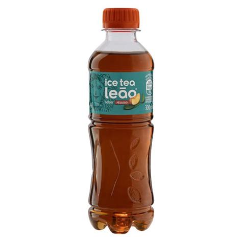 Chá Preto Ice Tea Pêssego Leão Garrafa 300ml SUPERMERCADO MACEDO