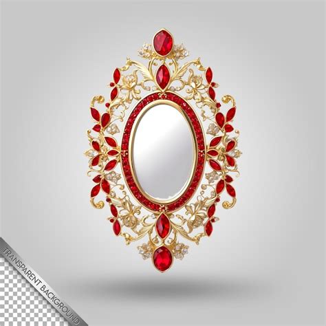 Premium Psd A Mirror With A Gold Border And A Red And Gold Border