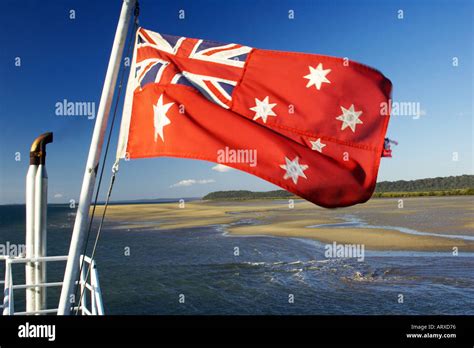 Australian Red Ensign Maritime Flag on Ferry K'gari / Fraser Island ...