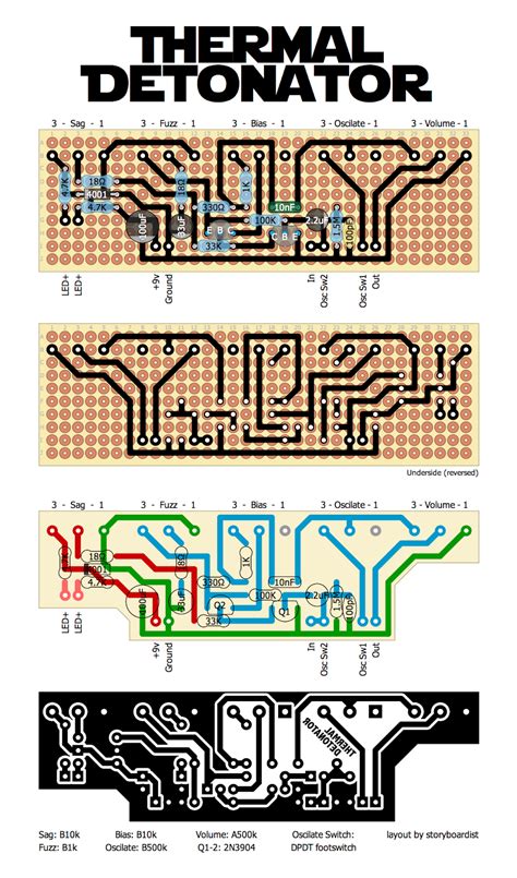 Perf and PCB Effects Layouts: Feisty Little One Thermal Detonator | Diy guitar pedal, Guitar ...