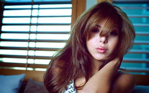 Lips Model Asian Brunette Long Hair Women Window HD Wallpaper