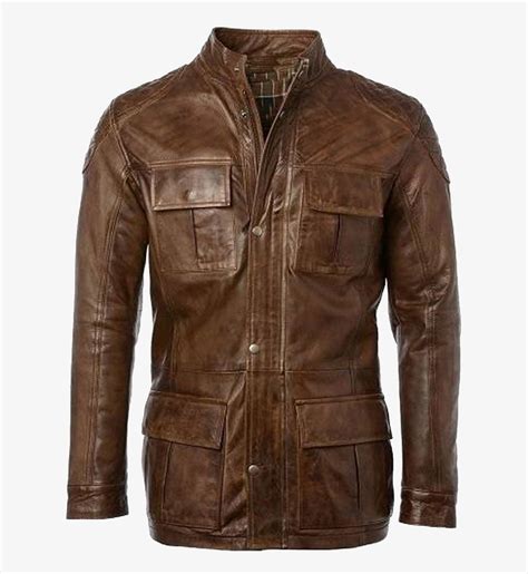 Men S Four Pocket Hip Length Cafe Racer Leather Jacket Marko Woolen