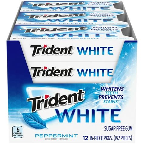 Trident White Peppermint Sugar Free Gum 12 Packs Of 16 Pieces 192