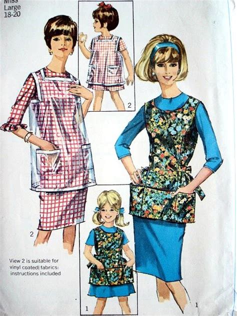 1960s COBBLER APRON PATTERN FABRIC or VINYL SIMPLICITY 6809 VINTAGE SEWING PATTERN UNCUT Ladies ...