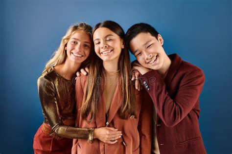 Cheerful Diverse Adolescents In Elegant Outfits Stock Photo Image Of