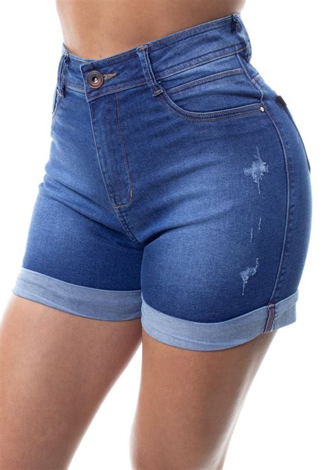 Shorts Jeans Feminino Barra Dobrada Crocker