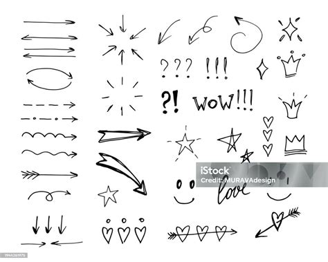 Decorative Hand Drawn Ink Doodles Set Stock Illustration Download