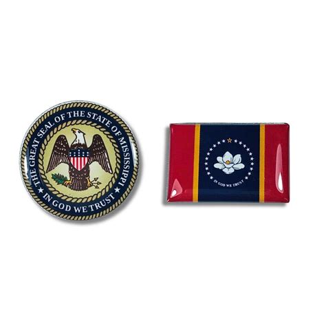 Mississippi Pin State Seal And Flags Worldwide Souvenirs Enamel Pins