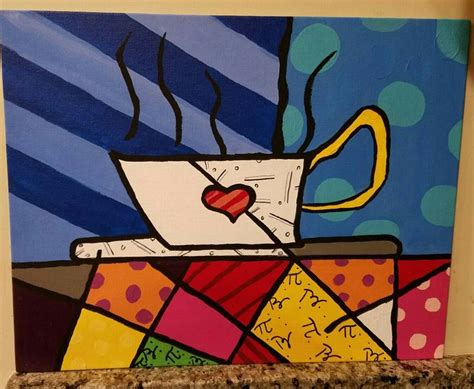 Britto Coffee Cup Acrylic Painting