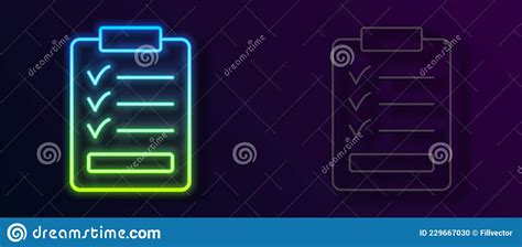 Glowing Neon Line Clipboard With Checklist Icon Isolated On Black