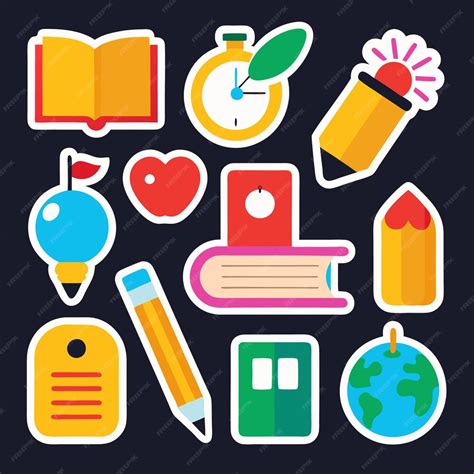 Colorful Stickers Of Educational Supplies Premium Ai Generated Vector