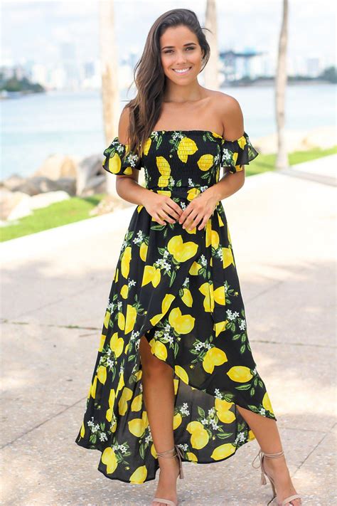 Black Lemon Print High Low Dress Cute Dresses Saved By The Dress