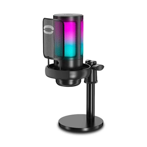 Microfone De Mesa Condensador Rgb Usb Preto Marca Tomate Modelo MT