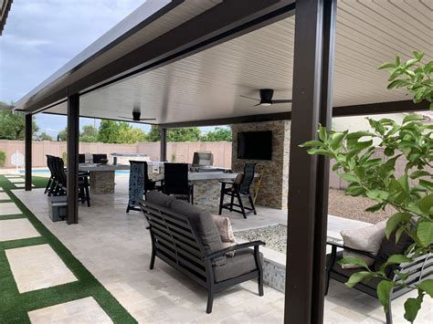 Alumawood Solid Pergola Over Outdoor Kitchen Area In Gilbert Az