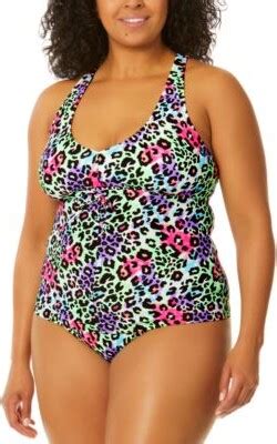 Salt Cove Salt Cove Plus Size Leopard Love X Back Tankini Top Mid Rise Bikini Bottoms Created