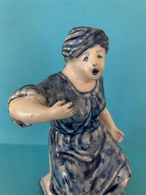 Proantic Statuette En Faïence De Delft Femme Au Turban XVIIIe