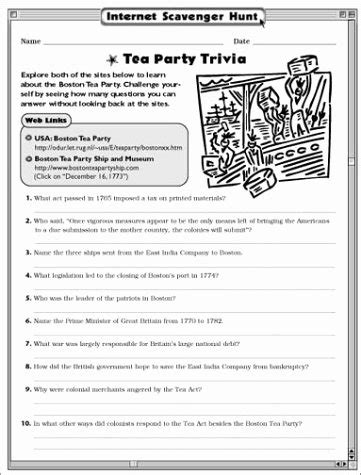 50 Boston Tea Party Worksheet