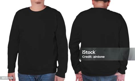 Hitam Sweater Lengan Panjang Kemeja Mockup Template Foto Stok Unduh