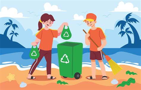 People Beach Cleaning Concept Art Vector Art At Vecteezy