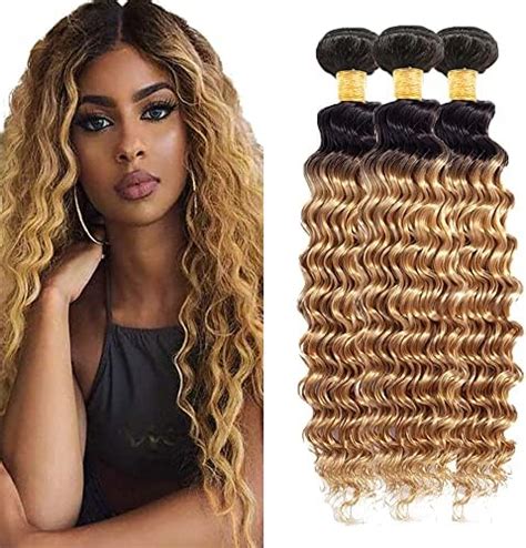 Amazon Ombre Deep Wave Bundles B Human Hair Bundles Inch Honey Blonde Bundles