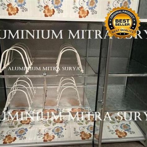 Jual Lemari Piring Rak Datar Keramik Dapur Pintu Aluminium Kaca Plat