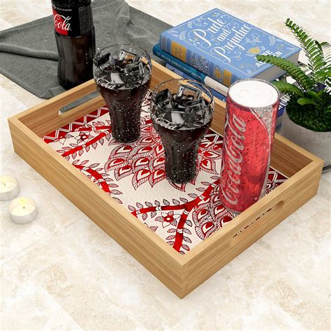 Wooden Beautiful Natural Design Serving Tray Oak Color Wallmantra