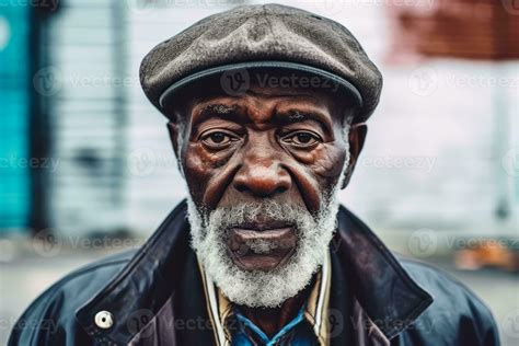 An Old Black Man Portrait Created With Technology Stock Photo