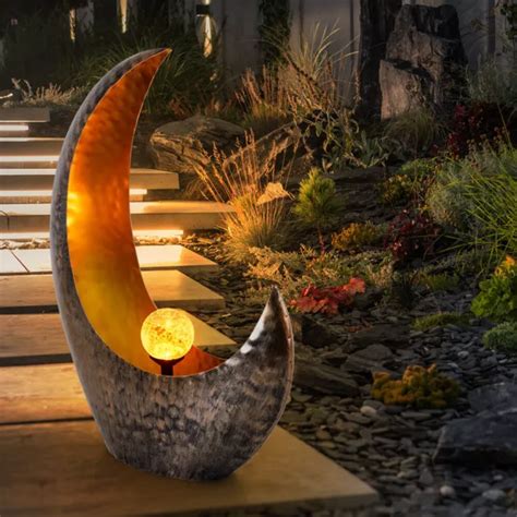 Lampe Solaire D Ext Rieur Jardin Effet Feu Croissant De Lune Led Balcon