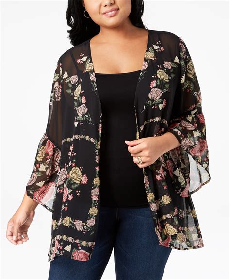 Style And Co Printed Sheer Kimono Plus Size 2x