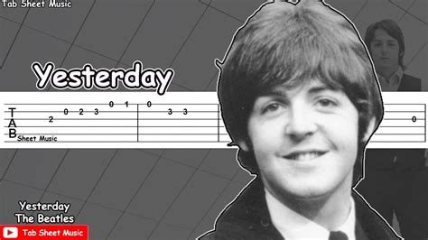 The Beatles Yesterday Guitar Tutorial Tab Sheet Music