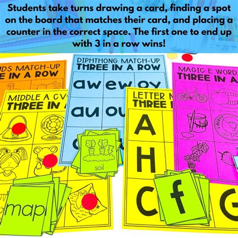 phonics games  kindergarten literacy centers    row games etsy