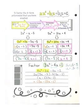 Visual Notes Factoring Polynomials By Decomposition Tpt