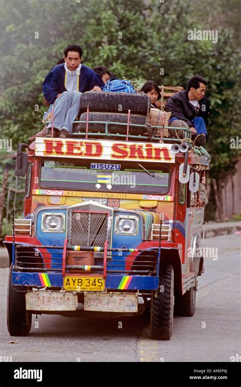 Jeepney With Full Load In Rural Philippines Stock Photo Alamy