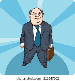 Vector Illustration Cartoon Standing Fat Businessman