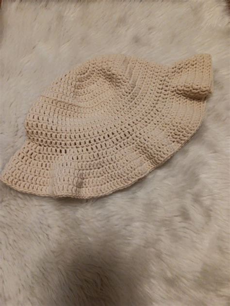 Handmade Crochet Nude Cream Bucket Hat Women S Fashion Watches