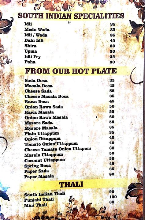 Menu At Shree Balaji Pure Veg Restaurant Mira Bhayandar Mani Arcade