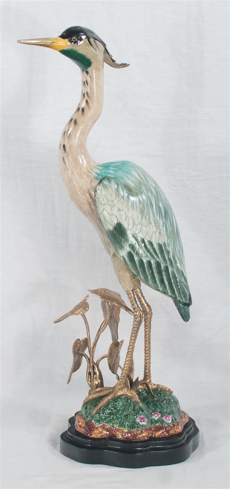 Oriental Porcelain Multicolor Figure Of A Heron