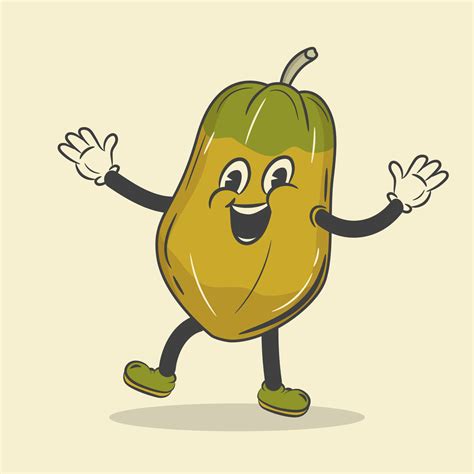 Retro Papaya Happy Cartoon Character Vector Illustration 13708645 ...