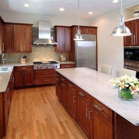 Cherry Kitchen Cabinets With White Countertops Things In The Kitchen