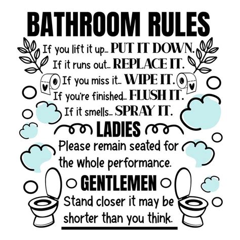 Bathroom Rules Svg Sign Bathroom Svg Bathroom Funny Sign Etsy In 2023