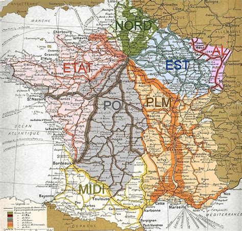 Réseau ferroviaire français les temps de parcours en 1882