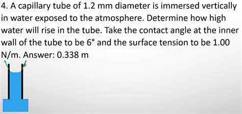 Solved A Capillary Tube Of Mm Diameter Is Immersed Vertically