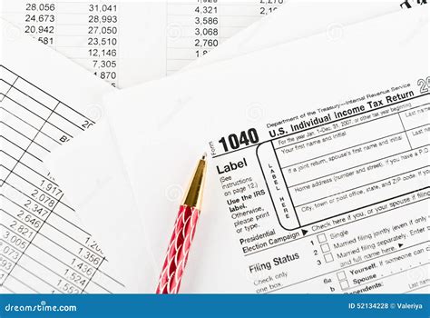 Tax Form For Us Individual Tax Return With Pen Editorial Stock